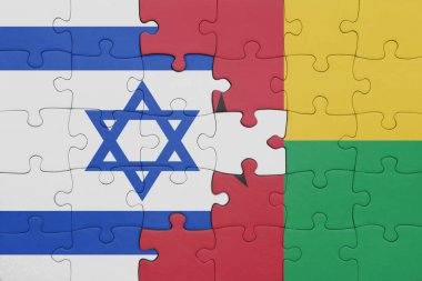 İsrail 'in renkli ulusal bayrağı ve Gine Bissau bayrağı ile bulmaca. konsept
