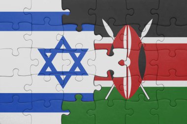 Kenya bayrağı ve İsrail 'in renkli ulusal bayrağıyla bulmaca. konsept