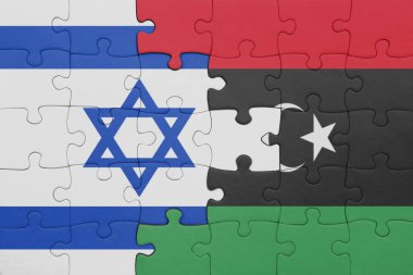 İsrail 'in renkli ulusal bayrağı ve libya bayrağıyla bulmaca. konsept