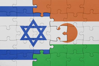İsrail 'in renkli ulusal bayrağı ve Nijer bayrağı ile bulmaca. konsept