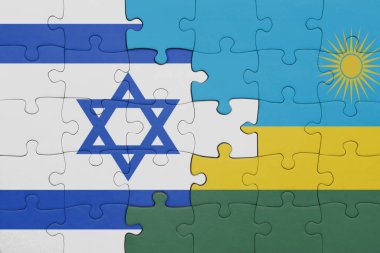 İsrail 'in renkli ulusal bayrağı ve Ruanda bayrağıyla bulmaca. konsept
