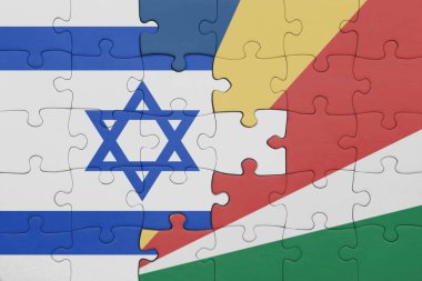 İsrail 'in renkli ulusal bayrağı ve Seyşel bayrağı ile bulmaca. konsept