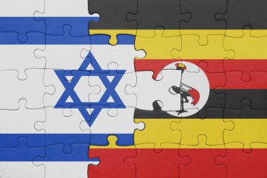 İsrail 'in renkli ulusal bayrağı ve Uganda bayrağı. konsept