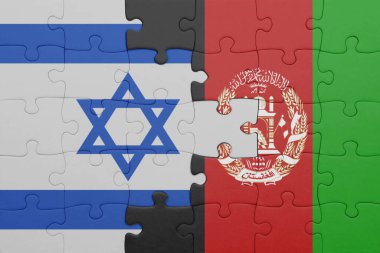İsrail 'in renkli ulusal bayrağı ve Afganistan bayrağıyla ilgili bulmacalar. konsept