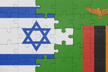 İsrail 'in renkli ulusal bayrağı ve Zambiya bayrağı bulmacası. konsept