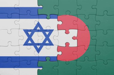 İsrail 'in renkli ulusal bayrağı ve Bangladeş bayrağıyla ilgili bulmacalar. konsept