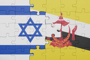 İsrail 'in renkli ulusal bayrağı ve brunei bayrağıyla bulmaca. konsept
