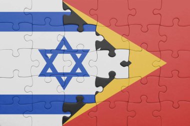 İsrail 'in renkli ulusal bayrağı ve Doğu Timor bayrağıyla ilgili bulmacalar. konsept