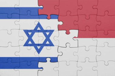 İsrail 'in renkli ulusal bayrağı ve Endonezya bayrağı bulmacası. konsept