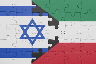 İsrail 'in renkli ulusal bayrağı ve Kuveyt bayrağı ile bulmaca. konsept