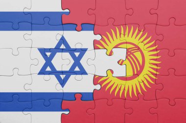 Kırgızistan 'ın renkli ulusal bayrağı ve bayrağı ile bulmaca. konsept