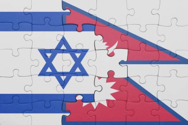 İsrail 'in renkli ulusal bayrağı ve Nepal' in bayrağıyla bulmaca. konsept