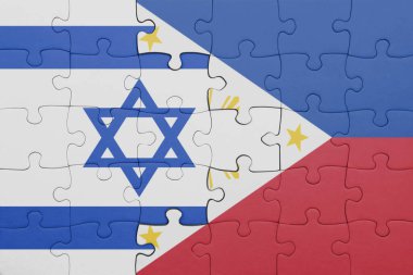 İsrail 'in renkli ulusal bayrağı ve Filipinler bayrağı ile bulmaca. konsept