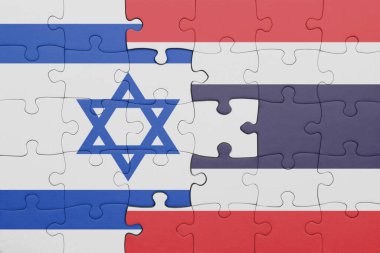 İsrail 'in renkli ulusal bayrağı ve Tayland bayrağıyla ilgili bulmacalar. konsept