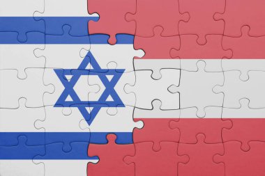 Avusturalya 'nın renkli ulusal bayrağı ve İsrail bayrağının bulmacası. konsept