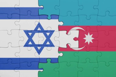 Azerbaijan 'ın renkli ulusal bayrağı ve İsrail bayrağı ile bulmaca. konsept