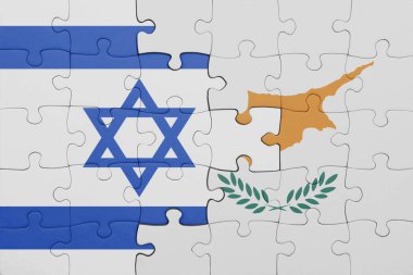 Siyu ve İsrail bayrağının renkli ulusal bayrağıyla bulmaca. konsept