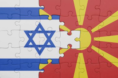 Masonya 'nın renkli ulusal bayrağı ve İsrail bayrağıyla ilgili bulmacalar. konsept