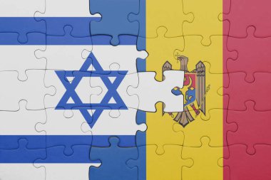 Moldova 'nın renkli ulusal bayrağı ve İsrail bayrağının bulmacası. konsept