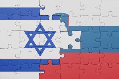 Slovenia 'nın renkli ulusal bayrağı ve İsrail bayrağıyla ilgili bulmacalar. konsept
