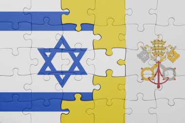 Vatikan 'ın renkli ulusal bayrağı ve İsrail bayrağının bulmacası. konsept