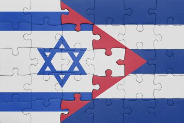 Küba 'nın renkli ulusal bayrağı ve İsrail bayrağıyla ilgili bulmacalar. konsept