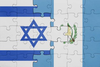 Guatemala 'nın renkli ulusal bayrağı ve İsrail bayrağı. konsept