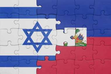 Haiti 'nin renkli ulusal bayrağı ve İsrail bayrağının bulmacası. konsept