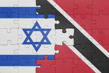 Trinidad, Tobago ve İsrail bayrağının renkli ulusal bayrağıyla bulmaca. konsept