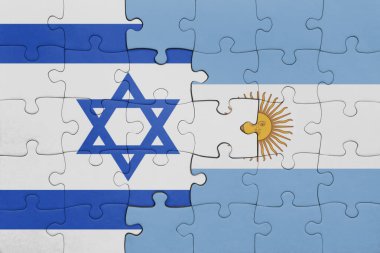 Arjantin 'in renkli ulusal bayrağı ve İsrail bayrağı. konsept