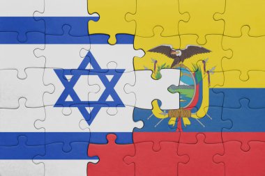 Ekvador ve İsrail bayrağının renkli ulusal bayrağıyla bulmaca. konsept