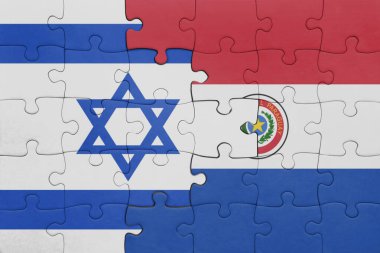 Paraguay 'ın renkli ulusal bayrağı ve İsrail bayrağı. konsept
