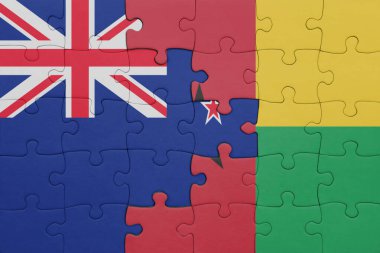 Gine bissau 'nun renkli ulusal bayrağı ve Yeni Zelanda bayrağı. konsept