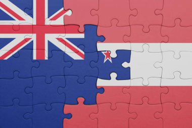 Avusturalya 'nın renkli ulusal bayrağı ve Yeni Zelanda bayrağının bulmacası. konsept