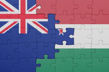 Yeni Zelanda bayrağının rengarenk ulusal bayrağıyla bulmaca. konsept