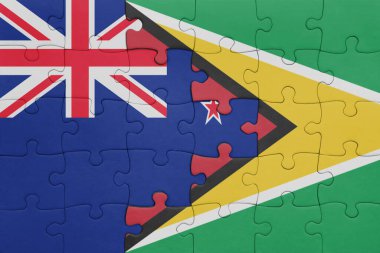 Guyana 'nın renkli ulusal bayrağı ve Yeni Zelanda bayrağı. konsept