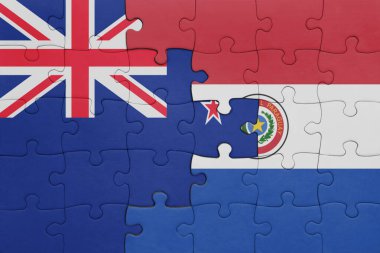 Paraguay 'ın renkli ulusal bayrağı ve Yeni Zelanda bayrağı. konsept