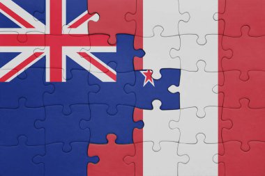 Peru 'nun renkli ulusal bayrağı ve Yeni Zelanda bayrağı. konsept