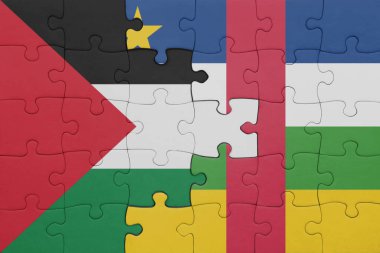 Orta Afrika Cumhuriyeti ve Filistin bayrağının renkli ulusal bayrağıyla bulmaca. konsept