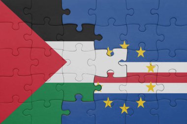 Pelerin ve Filistin bayrağının renkli ulusal bayrağıyla bulmaca. konsept