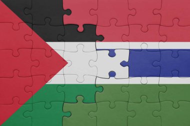 Gambiya ve Filistin bayrağının renkli ulusal bayrağıyla bulmaca. konsept