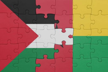 Gine bissau 'nun renkli ulusal bayrağı ve Filistin bayrağı. konsept