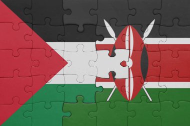 Kenya 'nın renkli ulusal bayrağı ve Filistin bayrağıyla ilgili bulmacalar. konsept