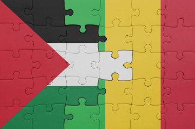 Mali ve Filistin bayrağının renkli ulusal bayrağıyla bulmaca. konsept