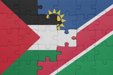 Namibya 'nın renkli ulusal bayrağı ve Filistin bayrağı. konsept