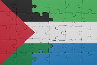 Sierra Leone ve Filistin bayrağının renkli ulusal bayrağıyla bulmaca. konsept
