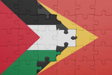 Doğu Timor 'un renkli ulusal bayrağı ve Filistin bayrağının bulmacası. konsept