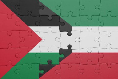 Kuveyt 'in renkli ulusal bayrağı ve Filistin bayrağı. konsept