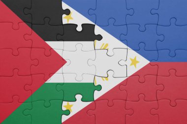 Filipinler 'in renkli ulusal bayrağı ve Filistin bayrağının bulmacası. konsept
