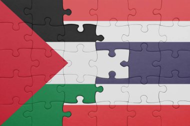 Tayland ve Filistin bayrağının renkli ulusal bayrağıyla bulmaca. konsept